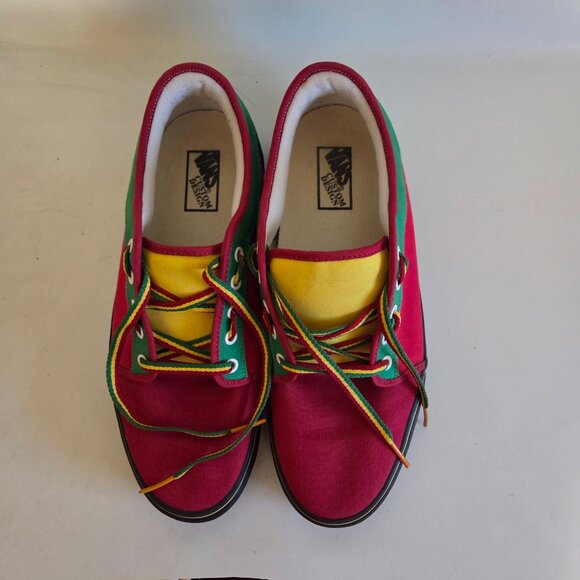 Men US 11 Van's Off The Wall Colour Block Skateboard Shoes Red Green Yellow - Picture 7 of 11